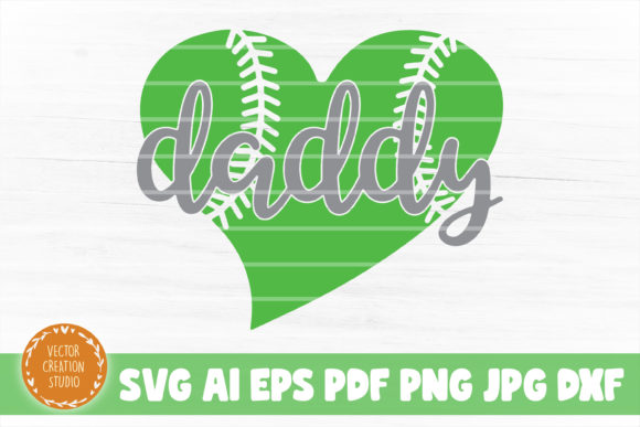 Dad Heart Softball SVG Cut File