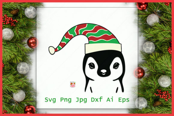 Penguin Elf Hat Svg, Penguin Animal Svg